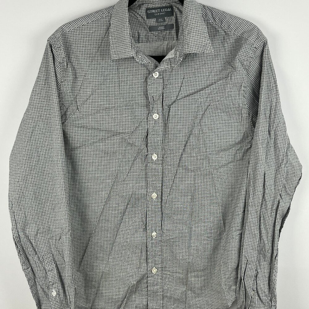 Street Legal Casual Button Down Shirt Size M 38-40 Gray Long Sleeve Stretch